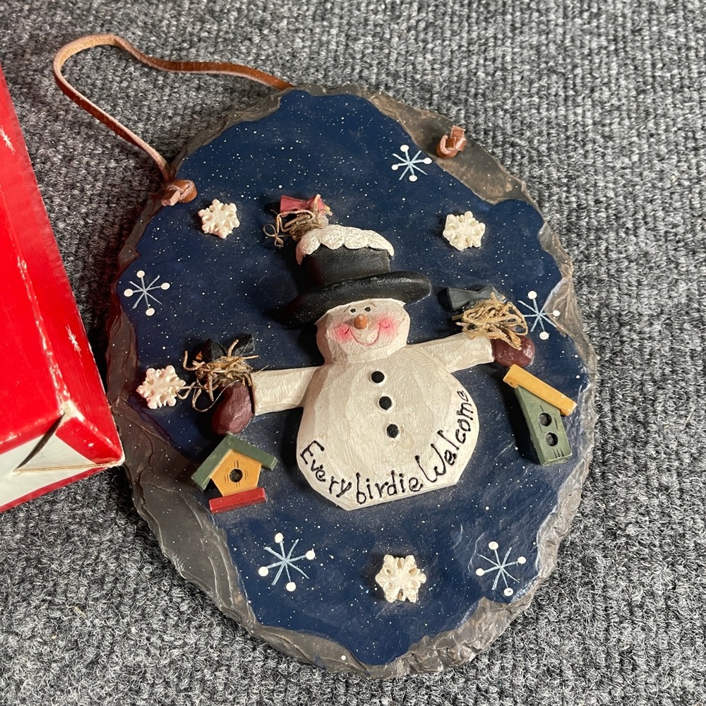**Vintage Snowman Heartstrings Holiday "Everybirdie Welcome"